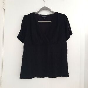 Lane Bryant Black Lace Overlay Lined Blouse size 18/20